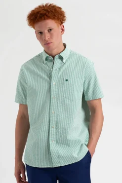 Ben Sherman Shirts^Seersucker Bengal Stripe Shirt - Green Green/Ecru