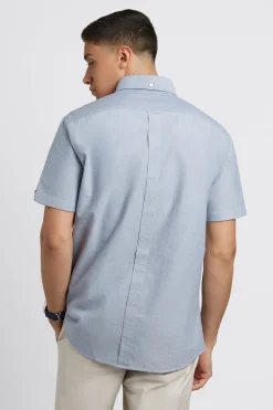 Ben Sherman Shirts^Short Sleeve Brighton Oxford Organic Shirt - Navy
