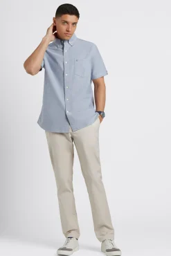 Ben Sherman Shirts^Short Sleeve Brighton Oxford Organic Shirt - Navy