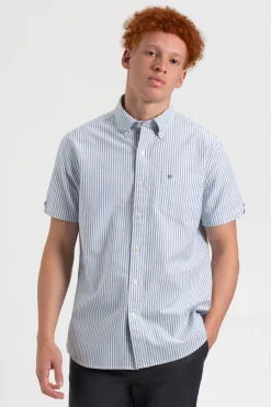 Ben Sherman Shirts^Short Sleeve Brighton Oxford Organic Shirt - Indigo Bengal Stripe
