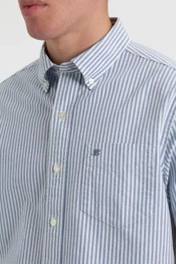 Ben Sherman Shirts^Short Sleeve Brighton Oxford Organic Shirt - Indigo Bengal Stripe