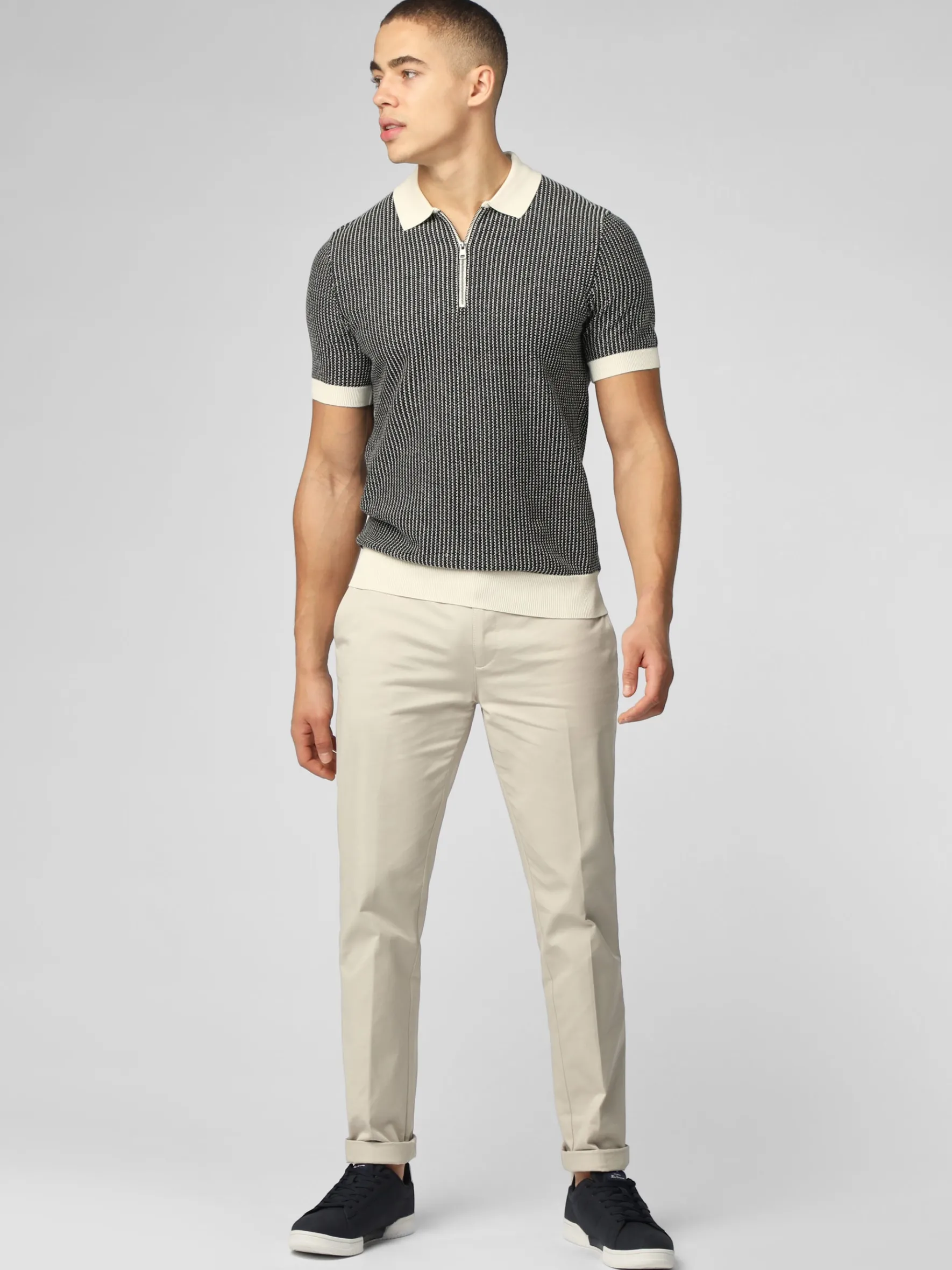 Ben Sherman Sweaters & Knits^Signature Bicolor Zip Neck Polo - Ivory