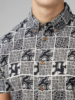 Ben Sherman Shirts^Signature Checkerboard Paisley Print - Black