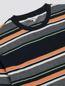 Ben Sherman T-Shirts & Tees^Signature Engineered Stripe Tee - Dark Navy