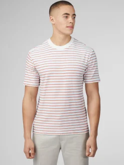 Ben Sherman T-Shirts & Tees^Signature Loopback Stripe Tee - Pale Blue