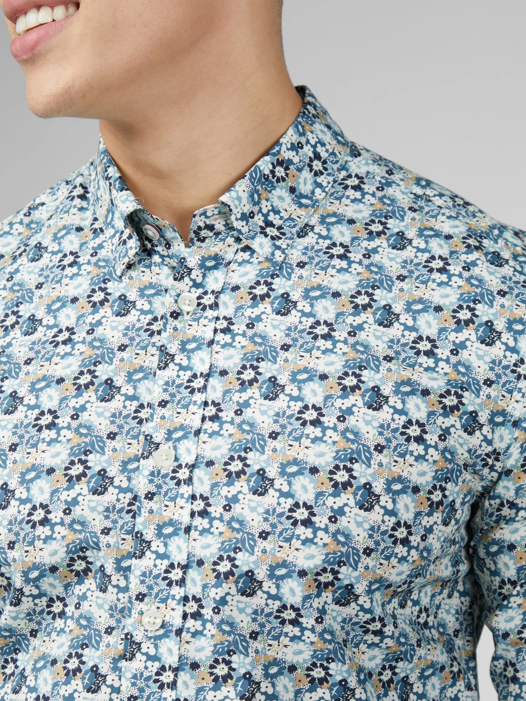 Ben Sherman Shirts^Signature Multicolor Floral Print Shirt - Petrol