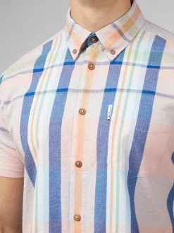 Ben Sherman Shirts^Signature Seersucker Check Shirt - Pale Pink
