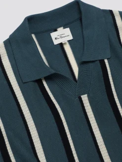 Ben Sherman Sweaters & Knits^Signature Vertical Stripe Open Neck Polo - Teal