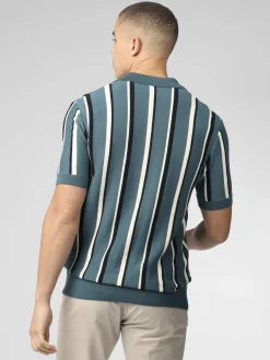Ben Sherman Sweaters & Knits^Signature Vertical Stripe Open Neck Polo - Teal