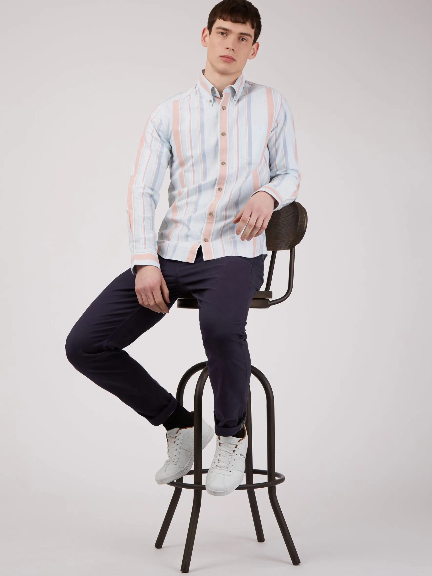 Ben Sherman Shirts^The Oxford Ivy Stripe Long-Sleeve Shirt - Sky Blue