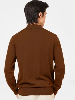 Ben Sherman Sweaters & Knits^Tipped Merino Knit Sweater Polo - Brown Utility Brown