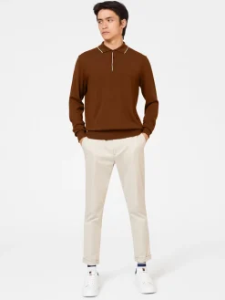 Ben Sherman Sweaters & Knits^Tipped Merino Knit Sweater Polo - Brown Utility Brown