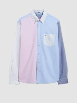 Ben Sherman Shirts^Varsity Oxford Color Blocked Organic Shirt Washed Pink