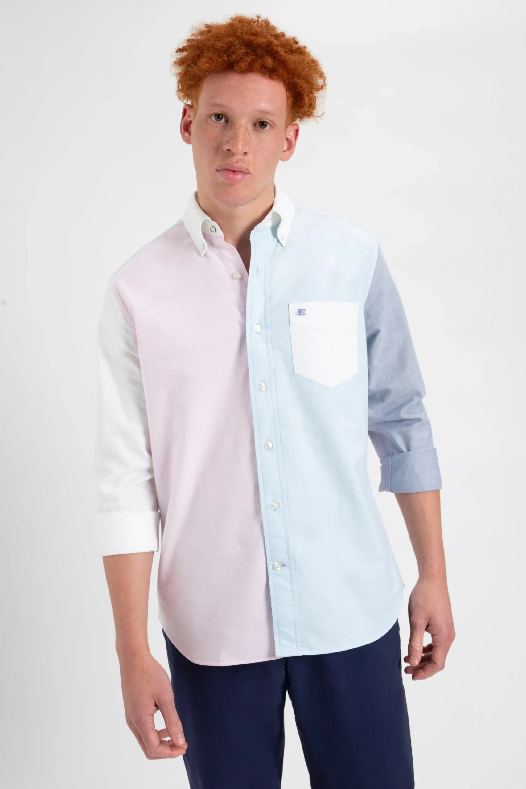 Ben Sherman Shirts^Varsity Oxford Color Blocked Organic Shirt Washed Pink