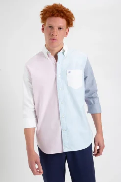 Ben Sherman Shirts^Varsity Oxford Color Blocked Organic Shirt Washed Pink