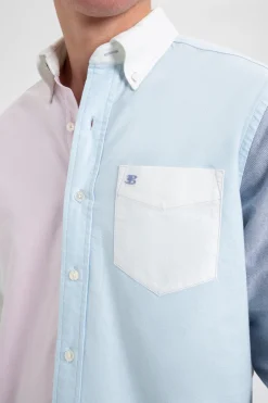 Ben Sherman Shirts^Varsity Oxford Color Blocked Organic Shirt Washed Pink