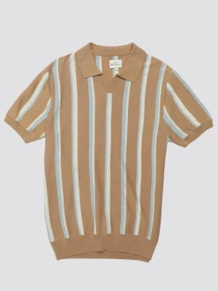 Ben Sherman Sweaters & Knits^Vertical Stripe Open Neck Polo - Stone